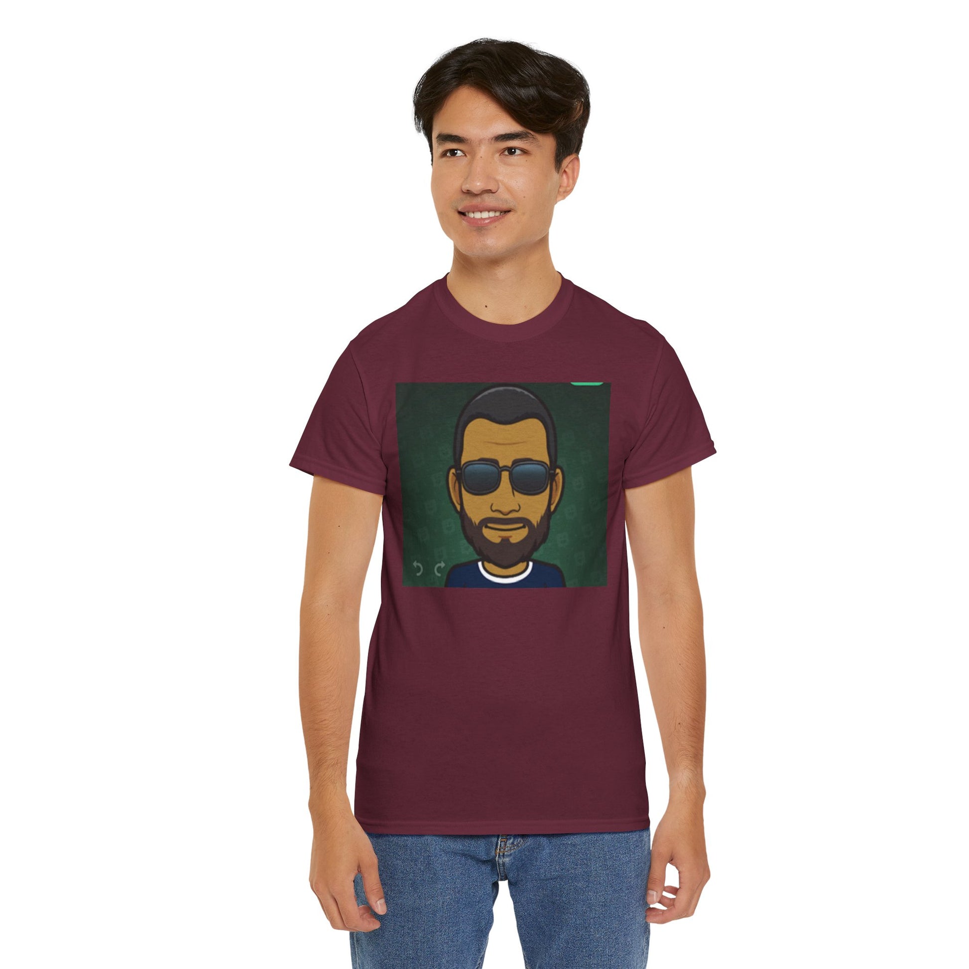 Bitmoji Portrait Tee — Cool Sunglasses Avatar Graphic T-Shirt Printify