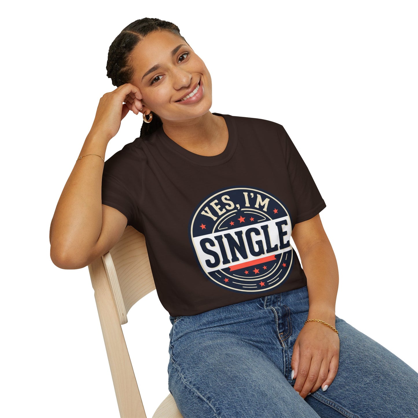 "Yes, I’m Single" Graphic Tee - Single Badge T-Shirt