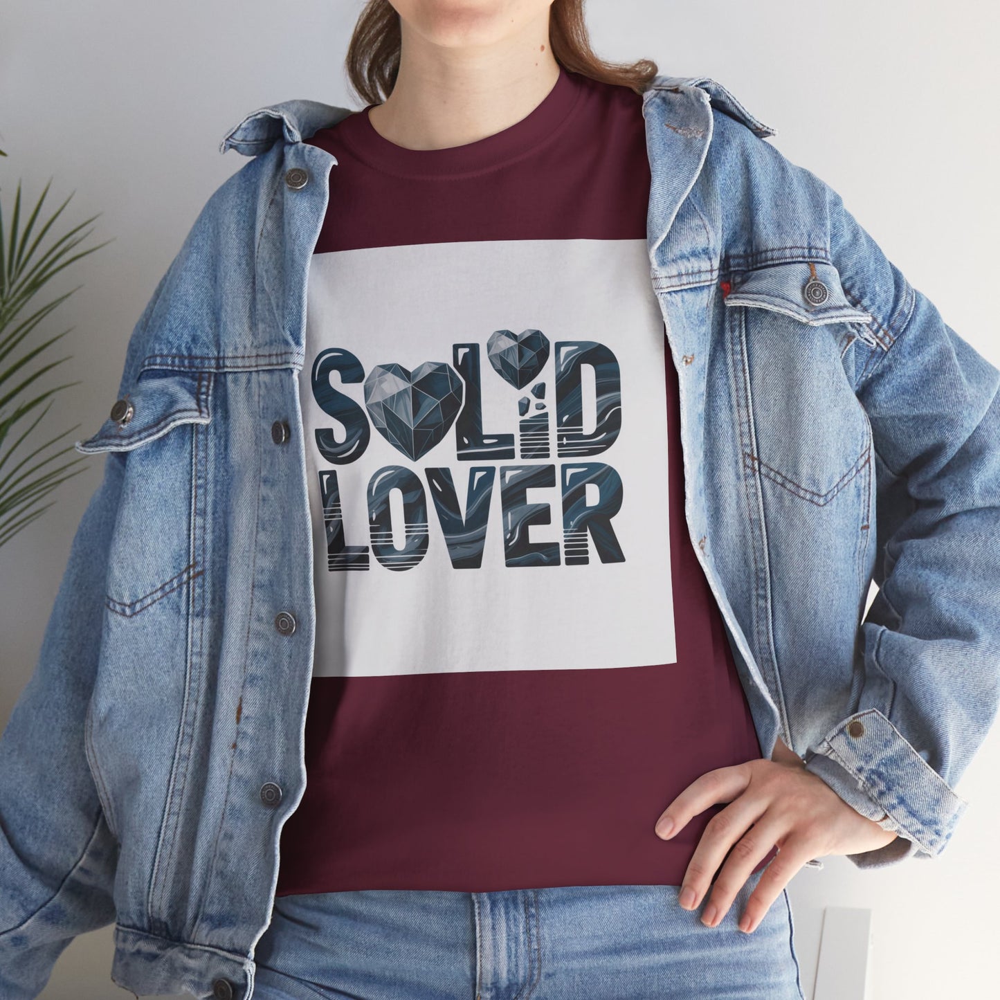 Solid Lover T‑Shirt — Bold Heart Typography Tee for Couples & Romance