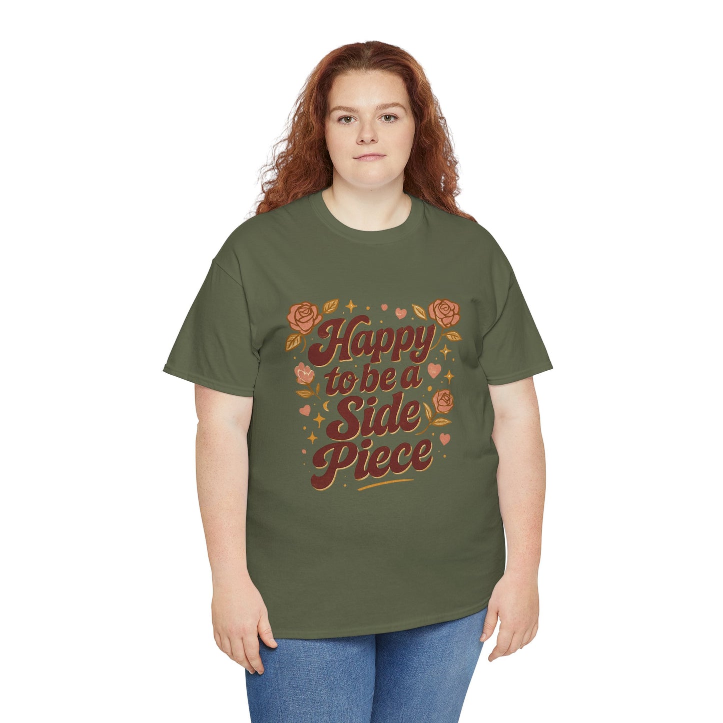 Happy to Be a Side Piece Tee — Retro Floral Statement T-Shirt
