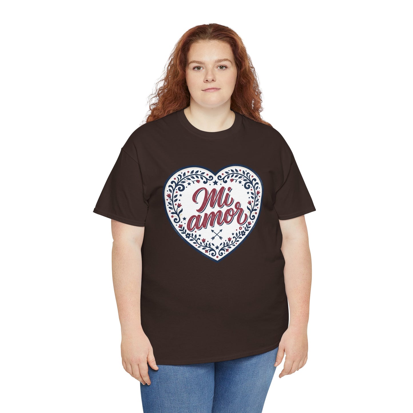Mi Amor Heart T-Shirt — Romantic Floral Graphic Tee for Valentine’s Day