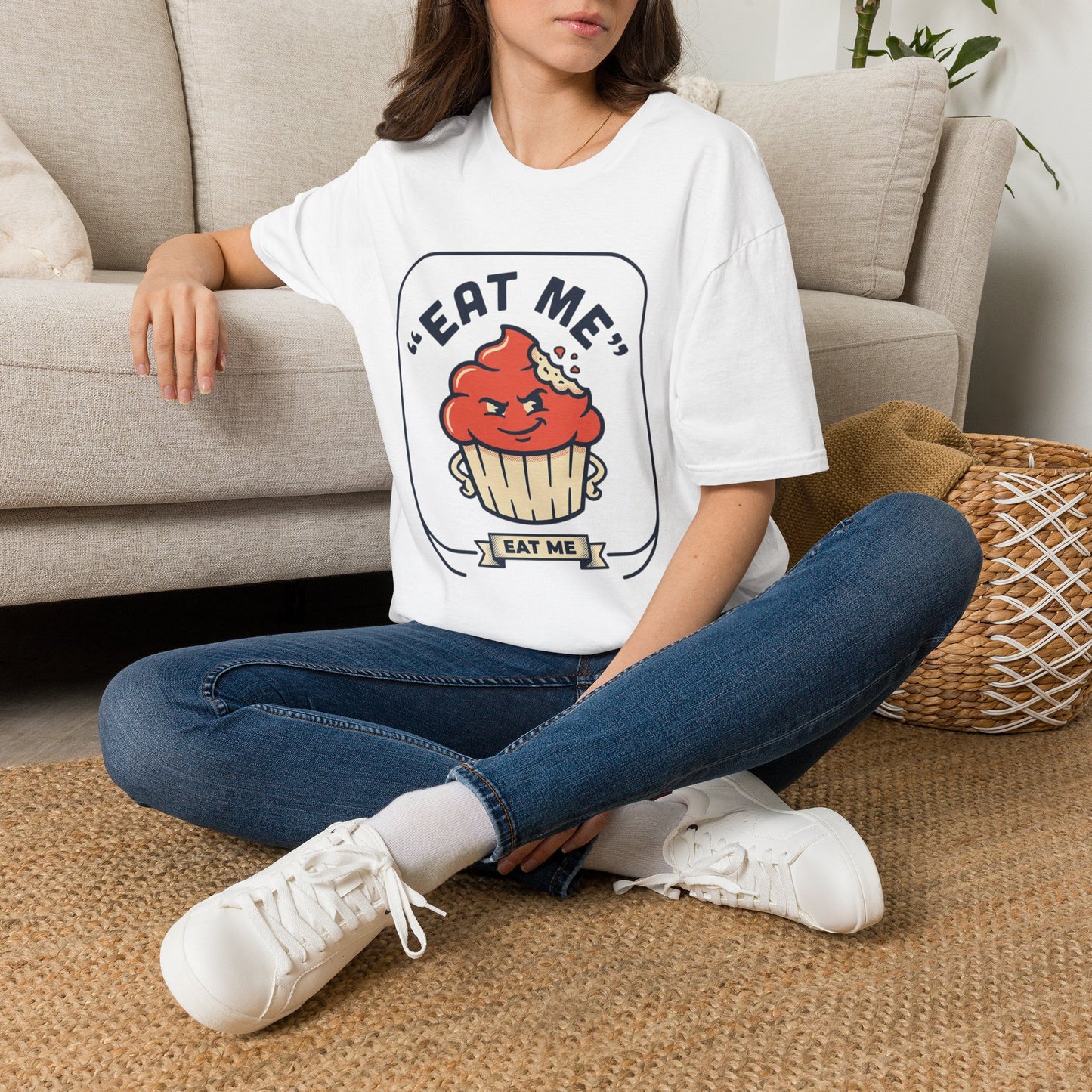 Cupcake Graphic T-Shirt — "Eat Me" Retro Dessert Tee