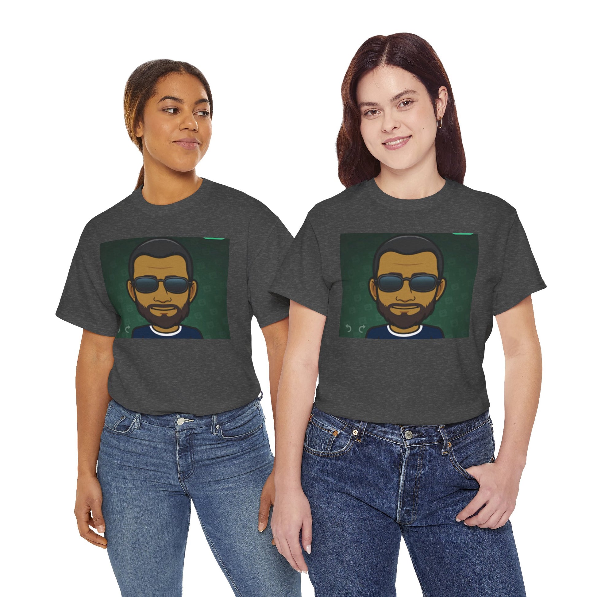 Bitmoji Portrait Tee — Cool Sunglasses Avatar Graphic T-Shirt Printify