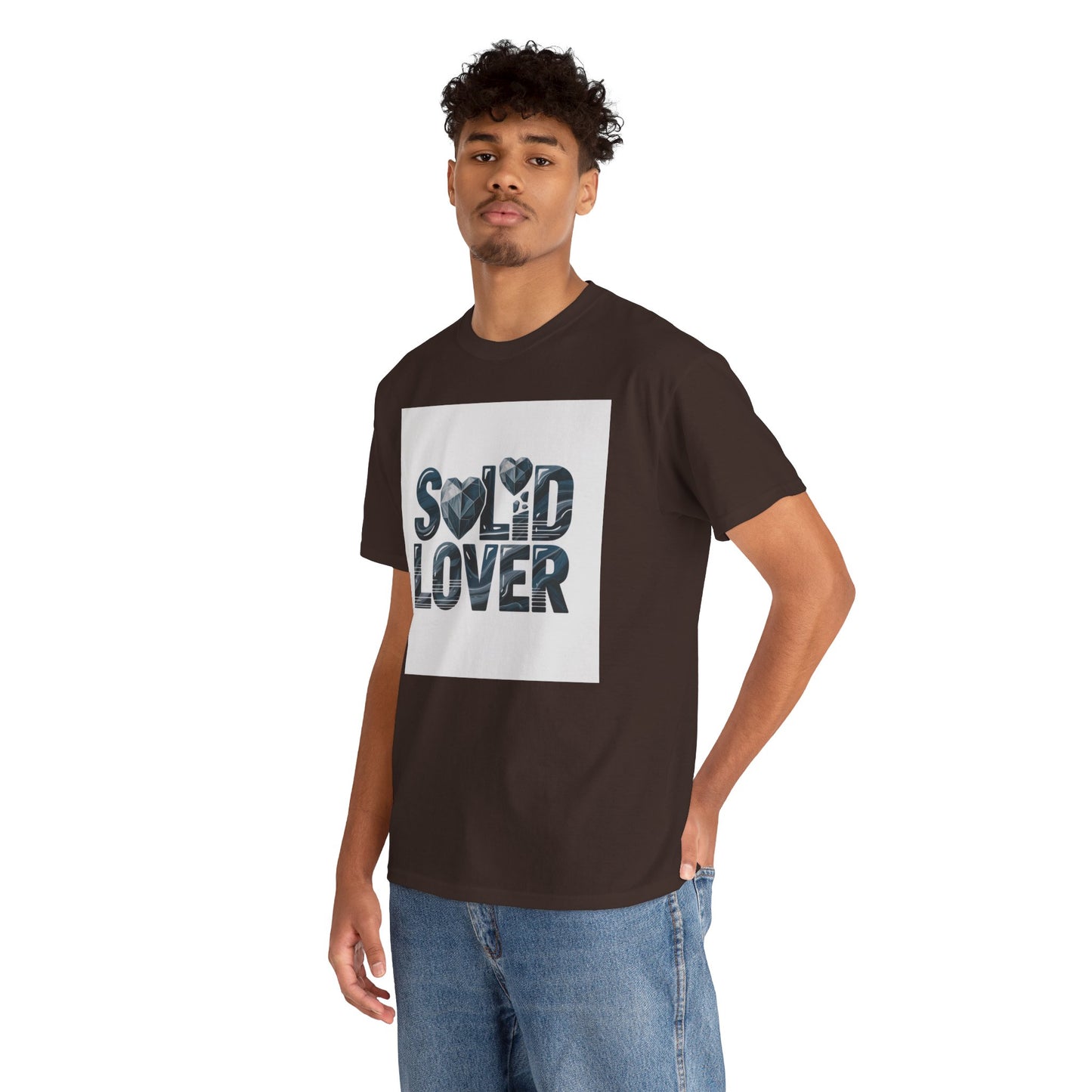 Solid Lover T‑Shirt — Bold Heart Typography Tee for Couples & Romance