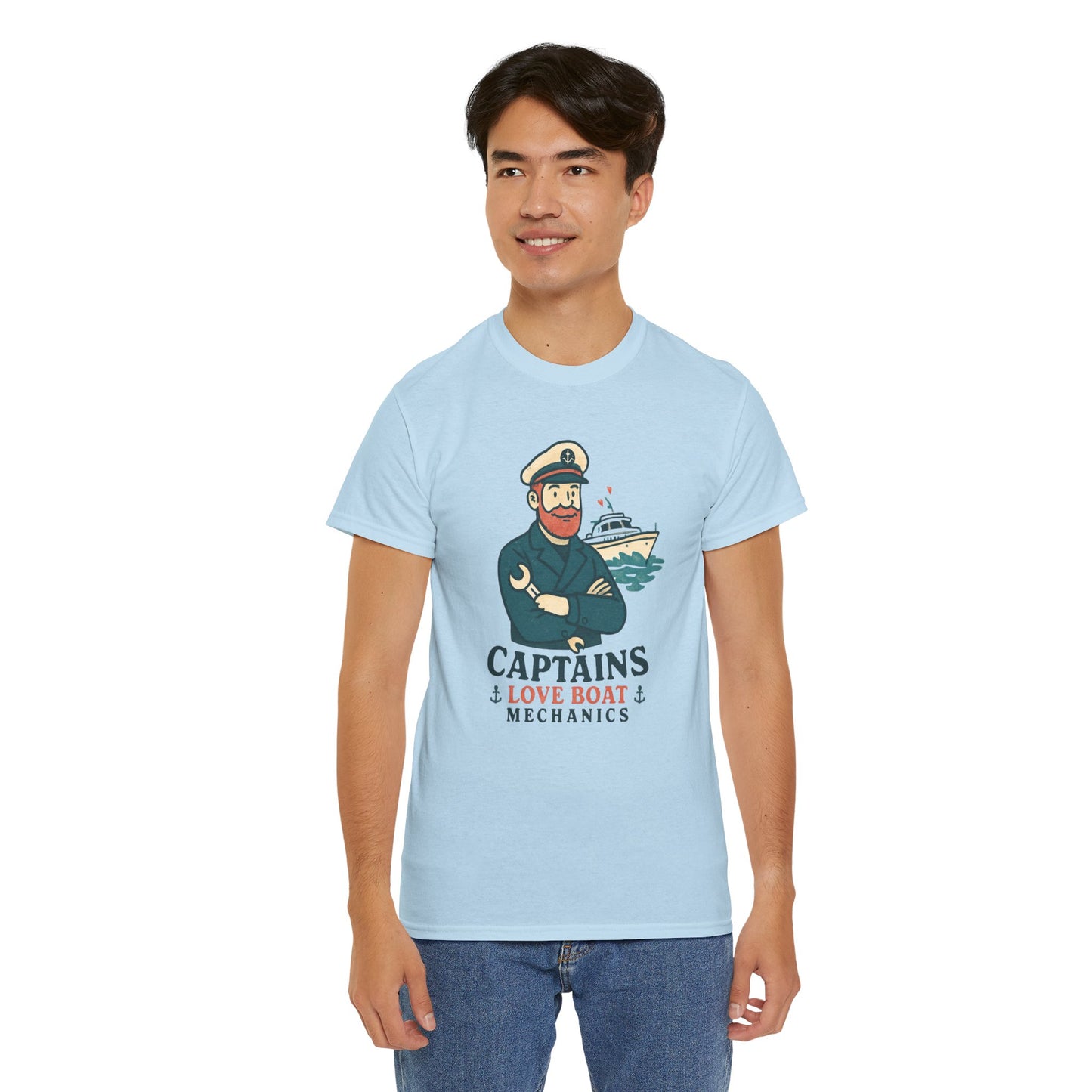 Captain Mechanics T‑Shirt — "Captains Love Boat Mechanics" Nautical Crew Tee
