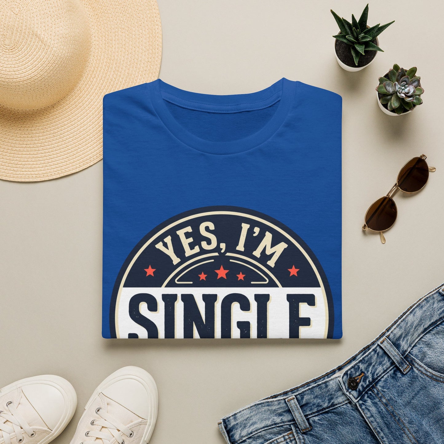 "Yes, I’m Single" Graphic Tee - Single Badge T-Shirt
