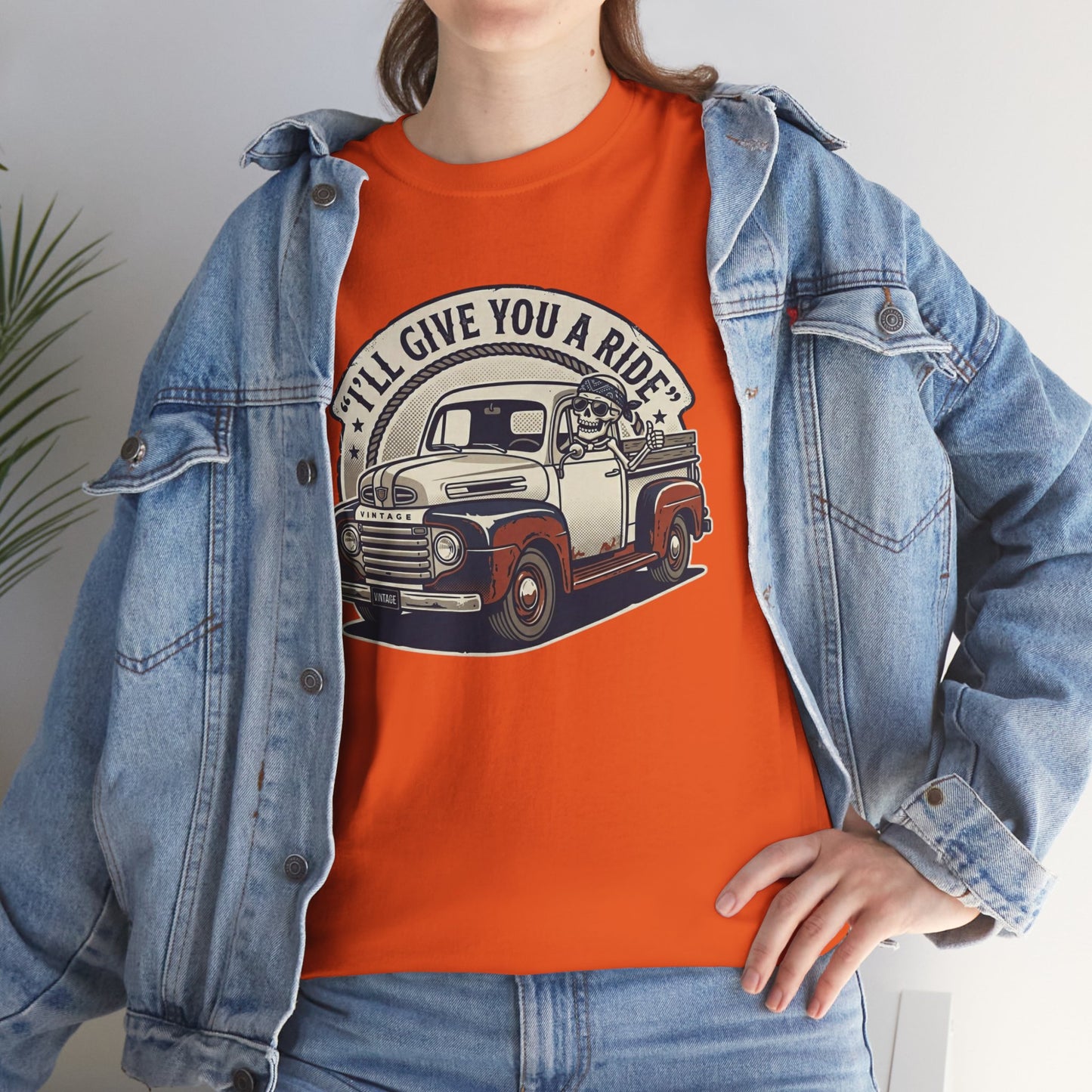 Vintage Pickup Truck T-Shirt — “I’ll Give You a Ride” Classic Retro Tee Printify