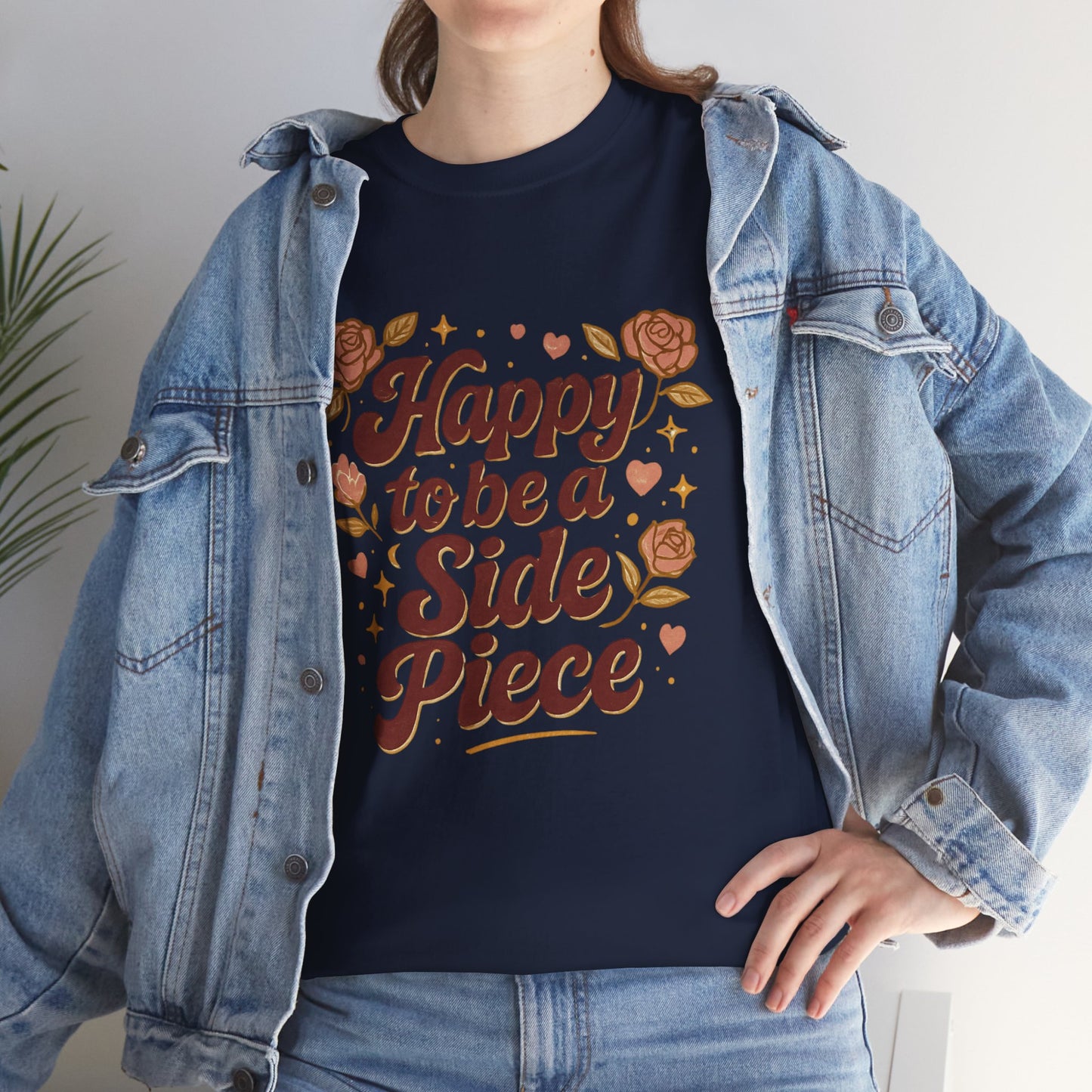 Happy to Be a Side Piece Tee — Retro Floral Statement T-Shirt