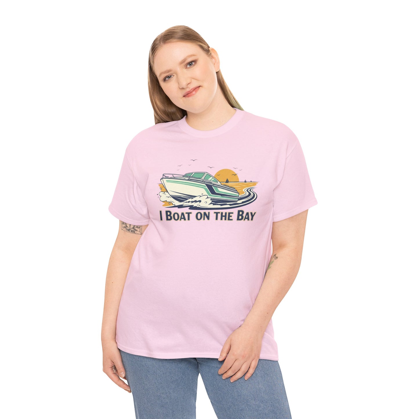 Boat on the Bay T-Shirt — Retro Motorboat Sunset Tee Printify