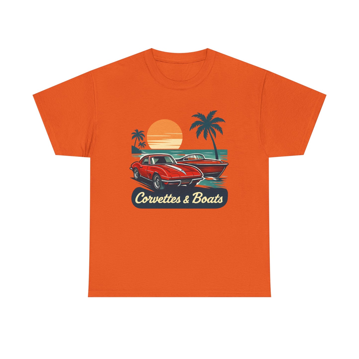 Corvettes & Boats Retro Sunset T‑Shirt