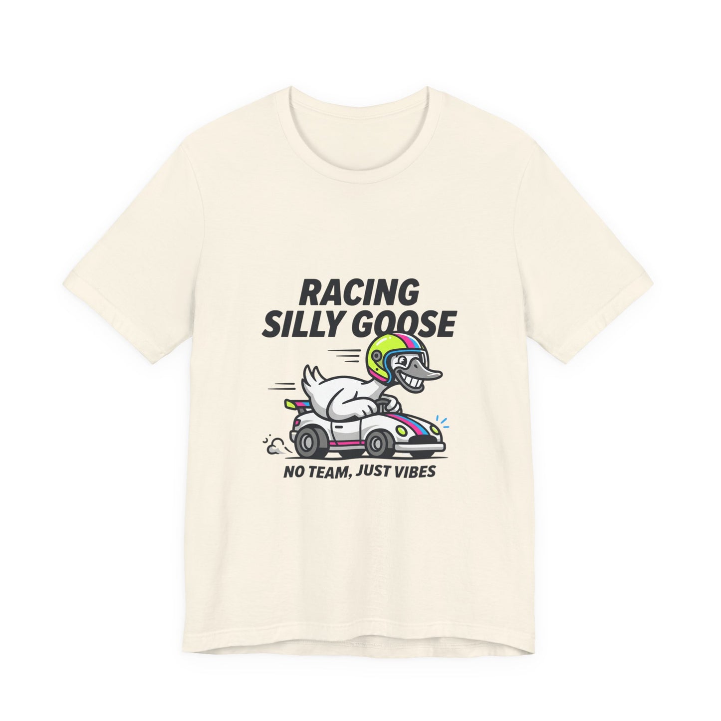 Racing Silly Goose Tee | motorsport parody, checkered race day humor