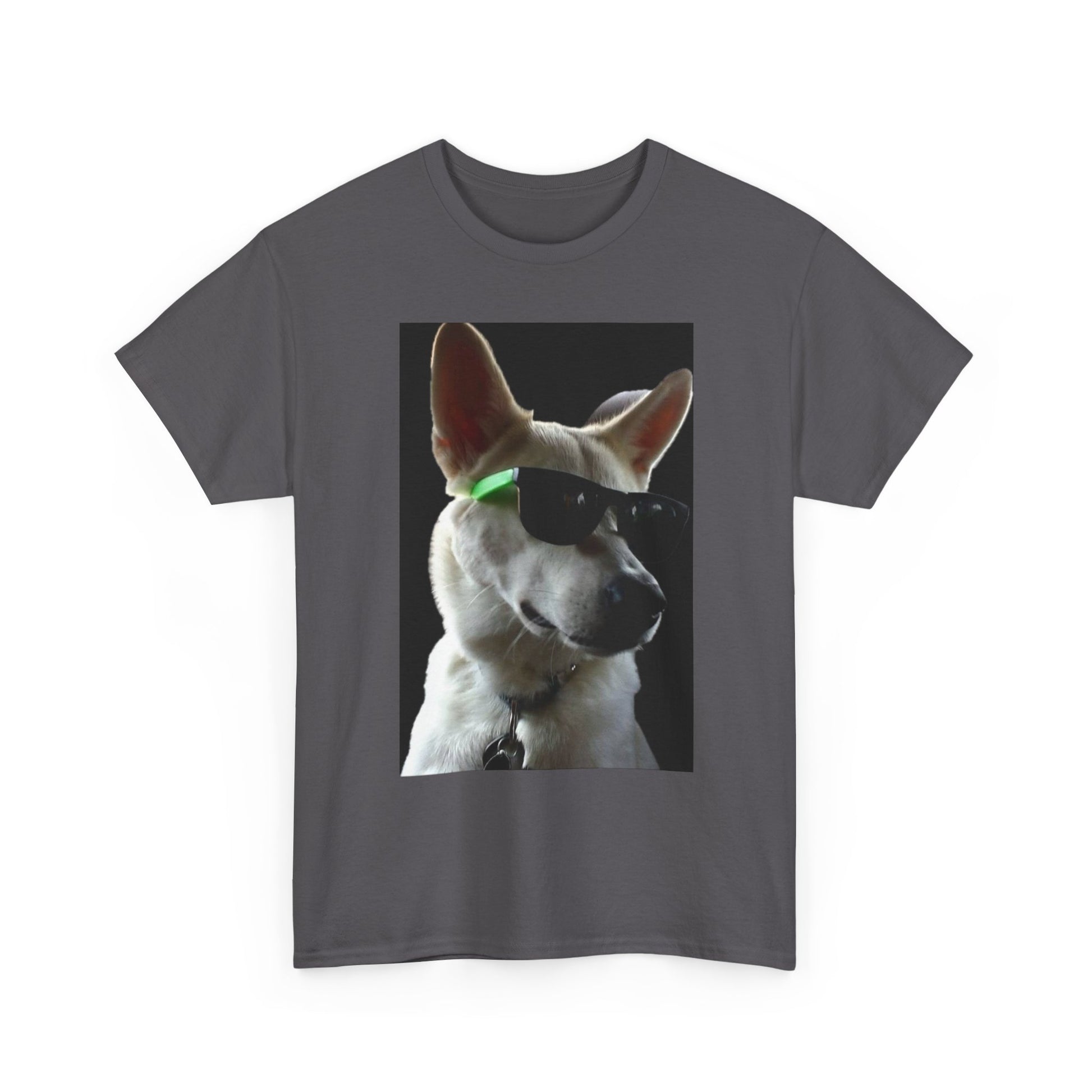 Cyberpunk Dog Photo Tee — Futuristic Bull Terrier Graphic T-Shirt Printify
