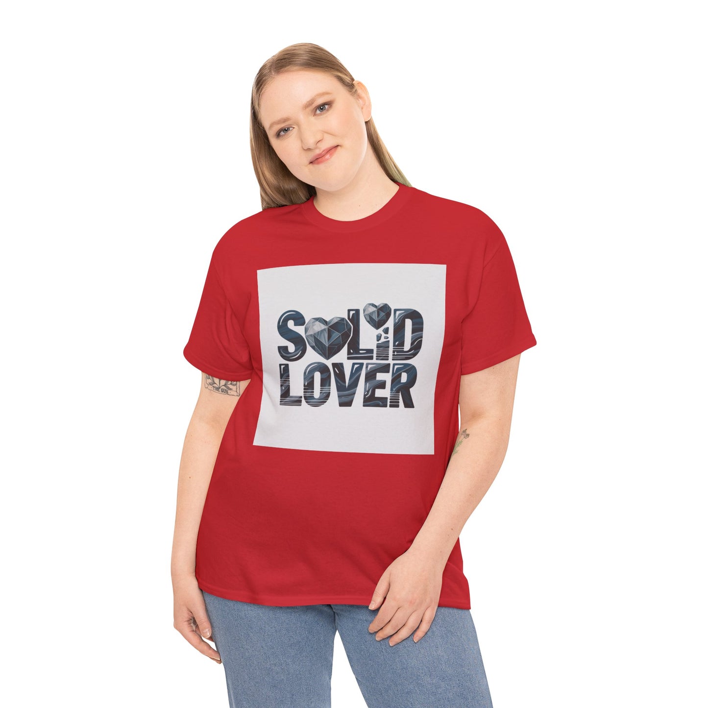 Solid Lover T‑Shirt — Bold Heart Typography Tee for Couples & Romance