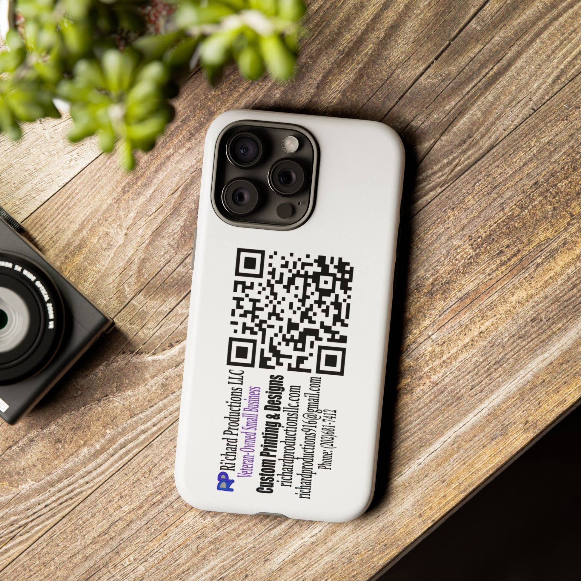Ri'chard Productions LLC Phone Case — Custom QR Code Contact Card Tough Case Printify