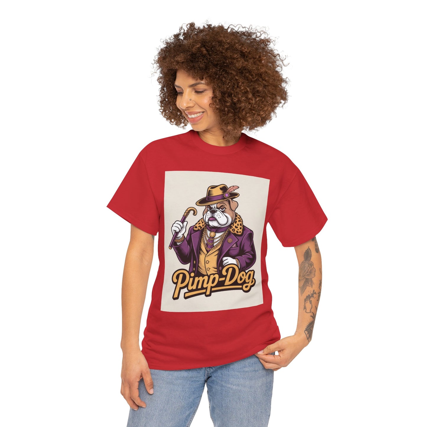 Pimp-Dog Graphic Tee — Retro Bulldog Character Shirt Printify