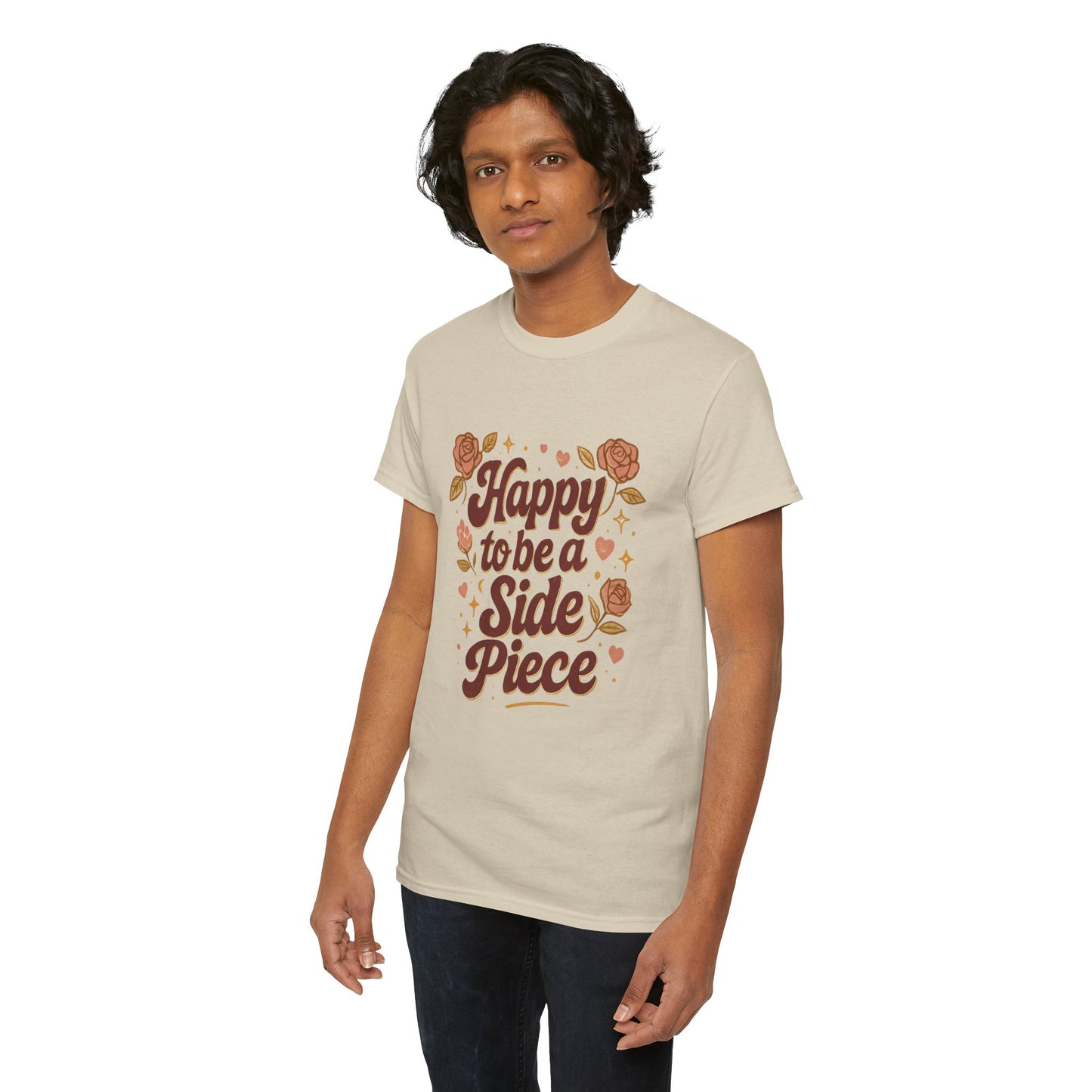 Happy to Be a Side Piece Tee — Retro Floral Statement T-Shirt