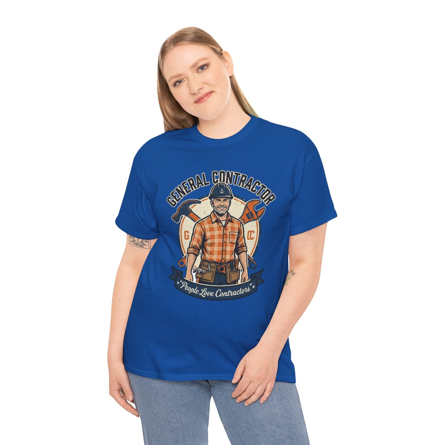 General Contractor T-Shirt — Vintage Construction Worker Logo Tee Printify