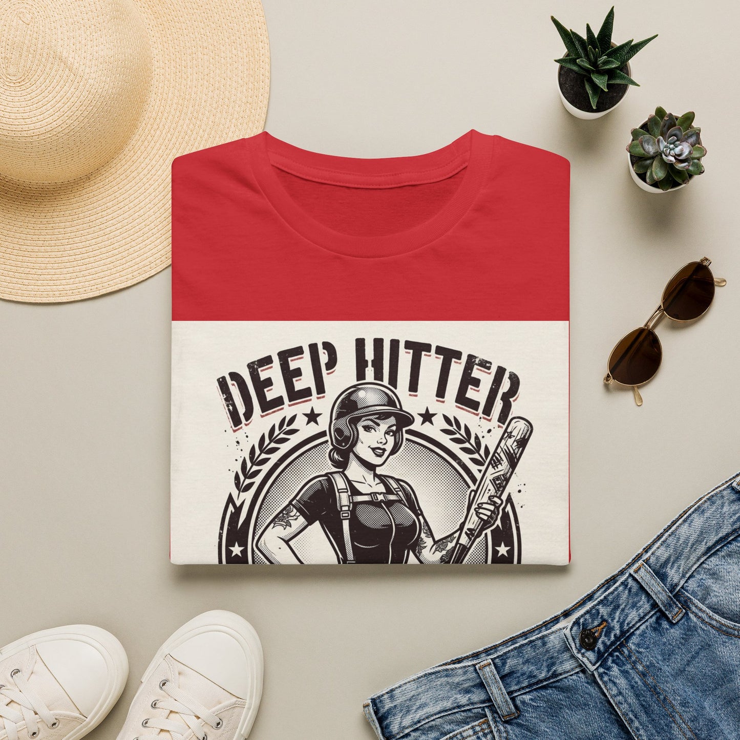 Deep Hitter Baseball Tee — Vintage Softball Graphic Shirt