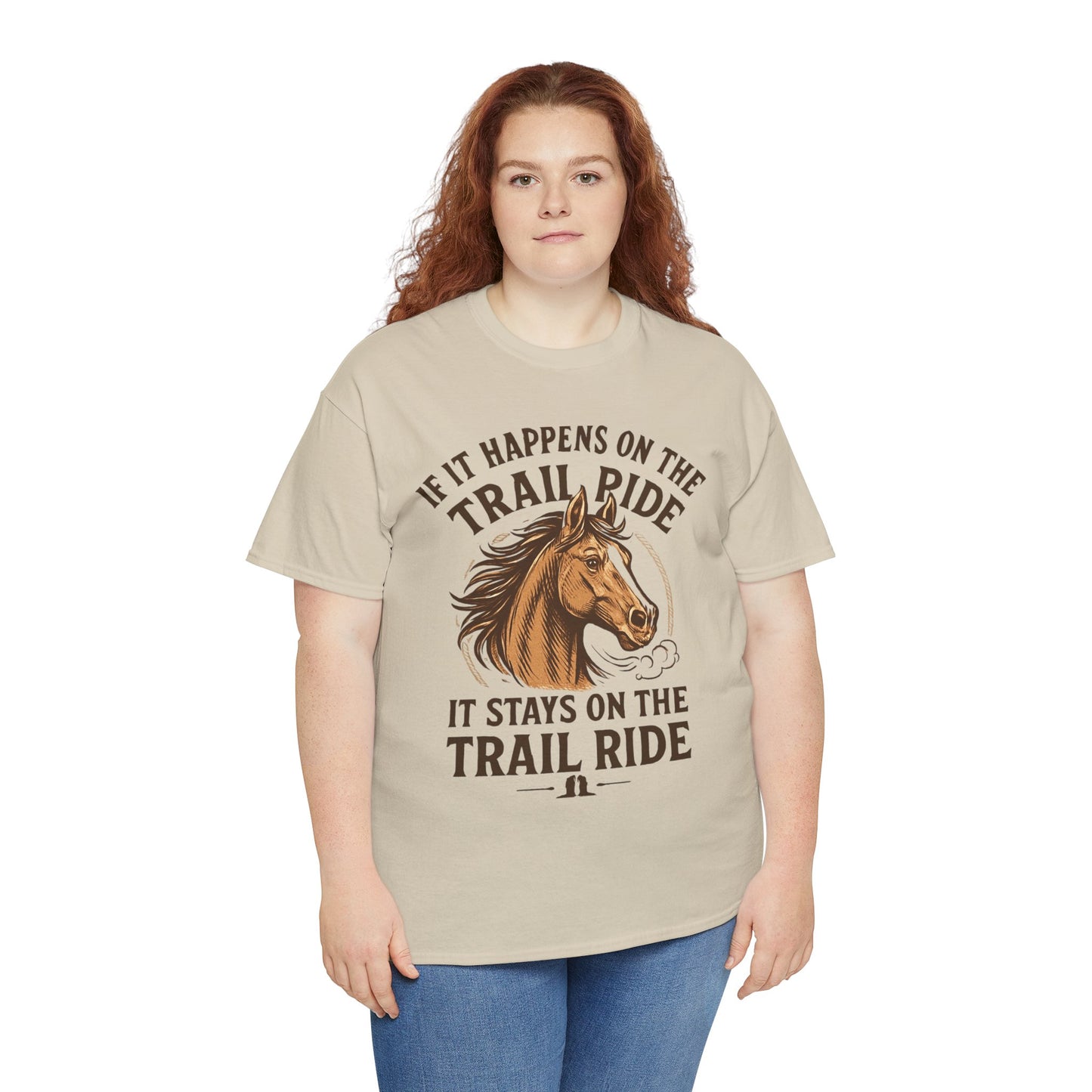 Trail Ride T-Shirt — "If It Happens On The Trail Ride, It Stays On The Trail Ride" Horse Tee