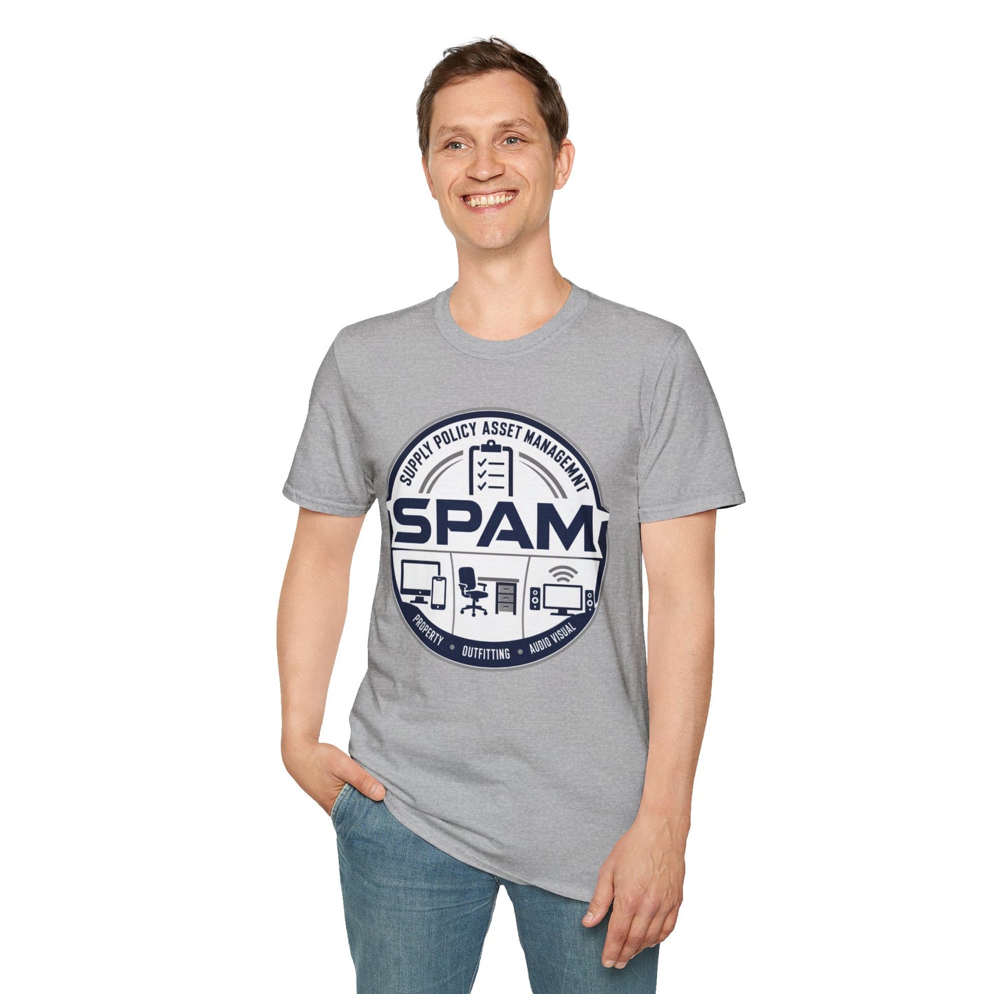 SPAM Supply Policy Asset Management T-Shirt — Logistics/ IT / Admin Graphic Tee