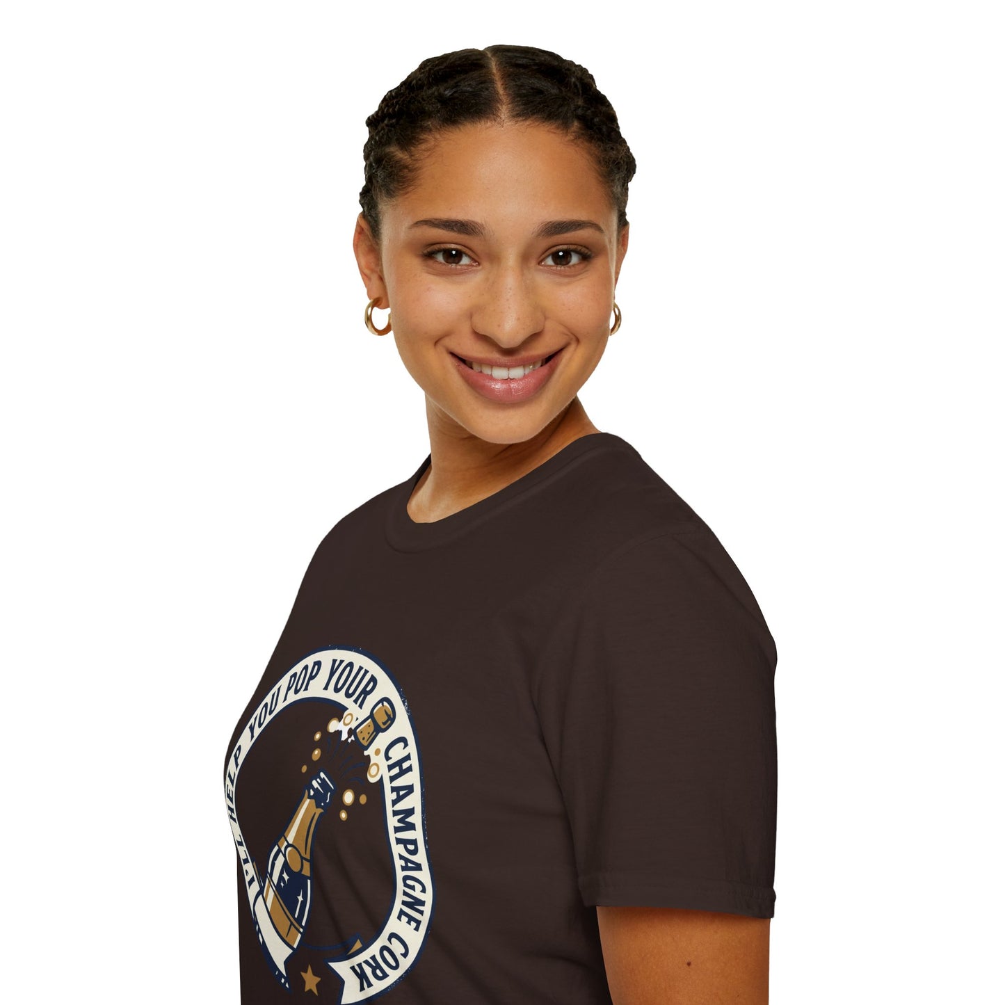 Champagne Cork Pop T-Shirt – "I’ll Help You Pop Your Champagne Cork" Celebration Tee