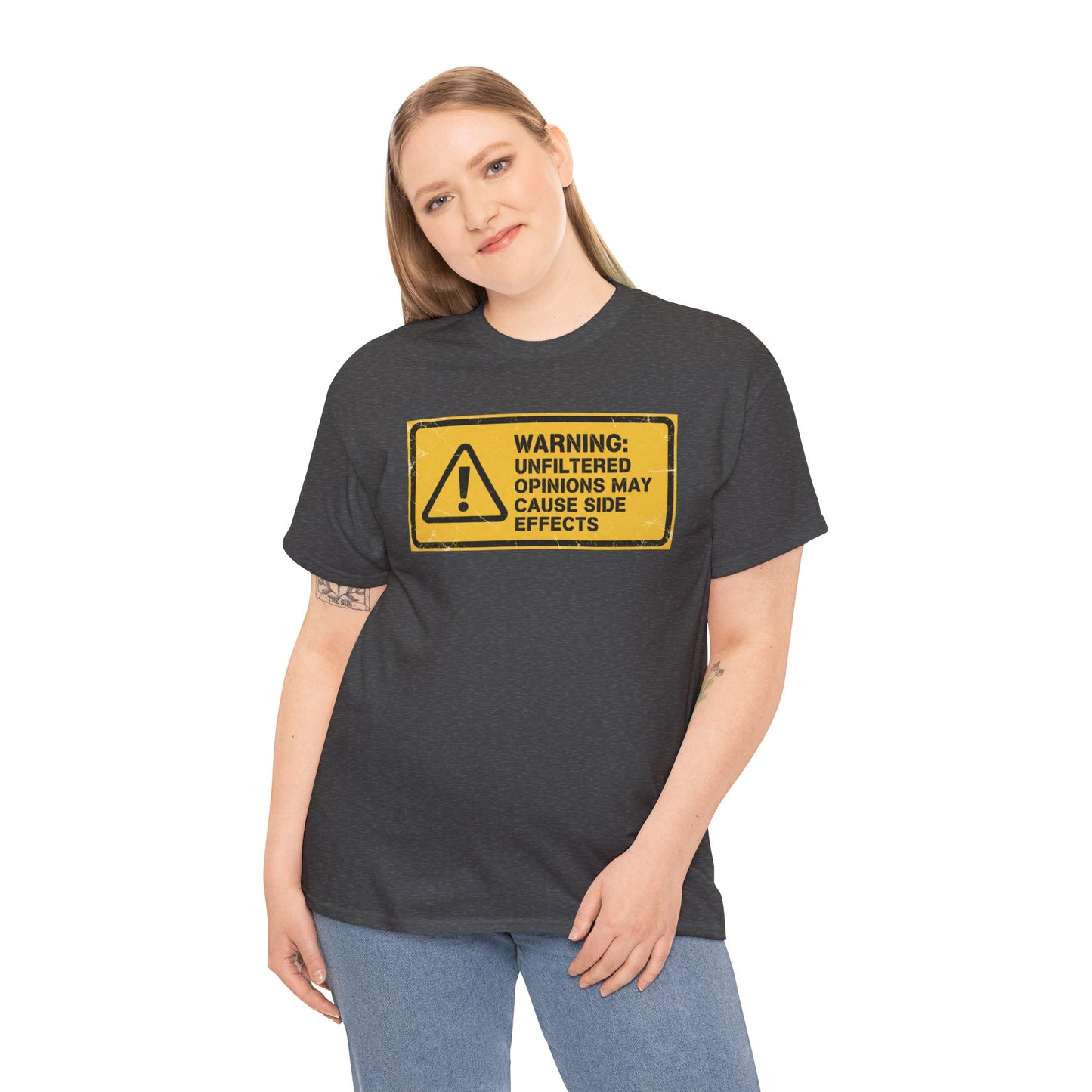 T-Shirt — "Warning: Unfiltered Opinions May Cause Side Effects" Graphic Tee