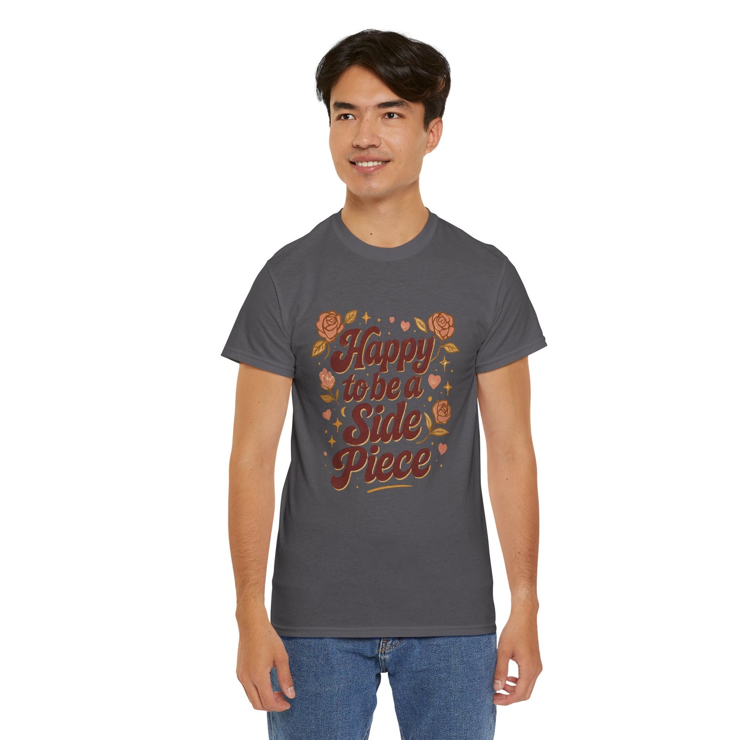 Happy to Be a Side Piece Tee — Retro Floral Statement T-Shirt