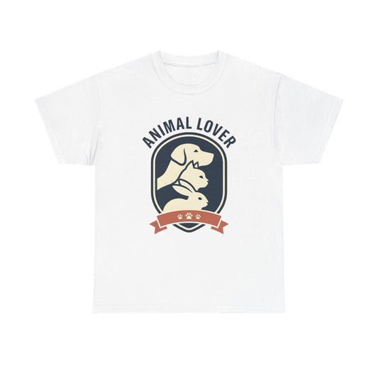 Animal Lover T-Shirt — Retro Pet Badge Tee (Dogs & Cats)
