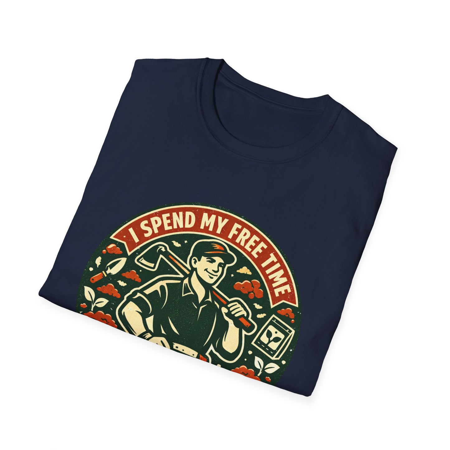 Gardener T-Shirt — “I Spend My Free Time With Hoes & Dirt Bags” Retro Gardening Tee