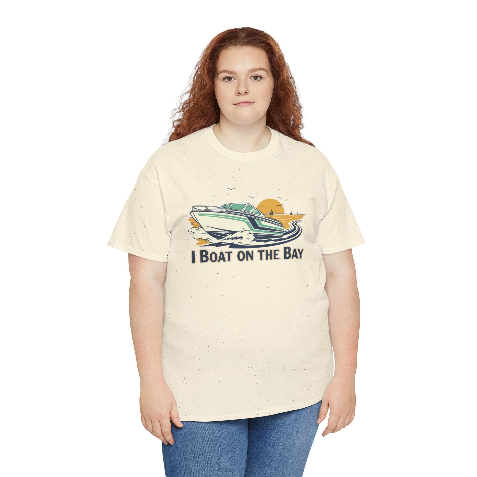 Boat on the Bay T-Shirt — Retro Motorboat Sunset Tee Printify