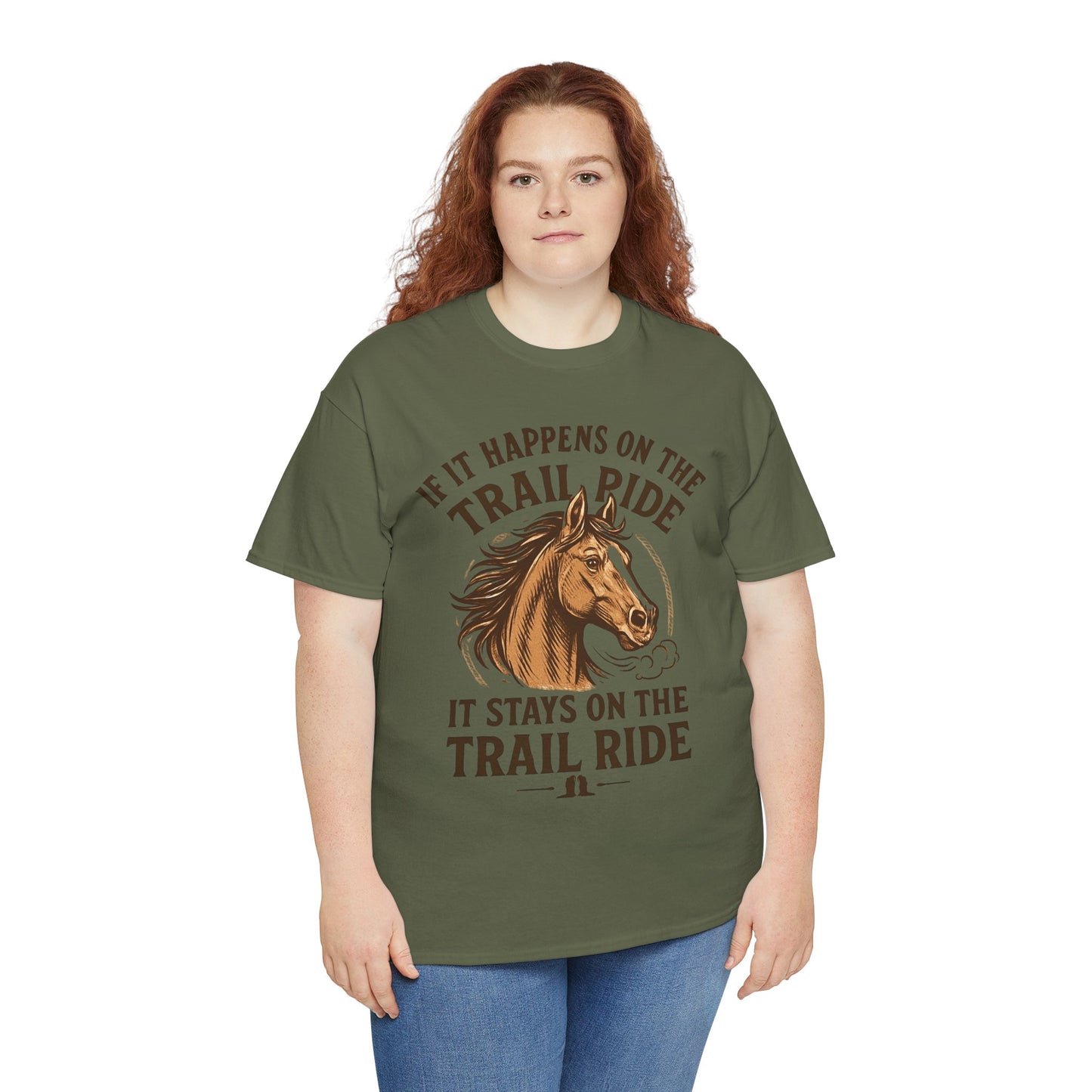 Trail Ride T-Shirt — "If It Happens On The Trail Ride, It Stays On The Trail Ride" Horse Tee