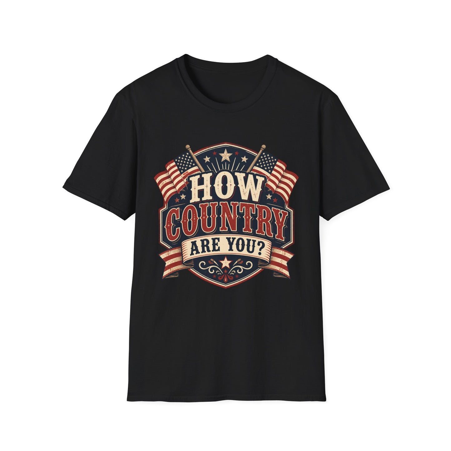 How Country Are You? T-Shirt — Vintage American Flag Country Graphic Tee