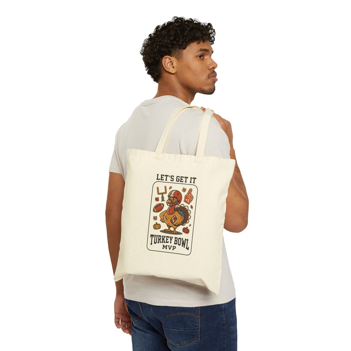 Turkey Bowl MVP Tote | Thanksgiving tote, fall harvest illustration