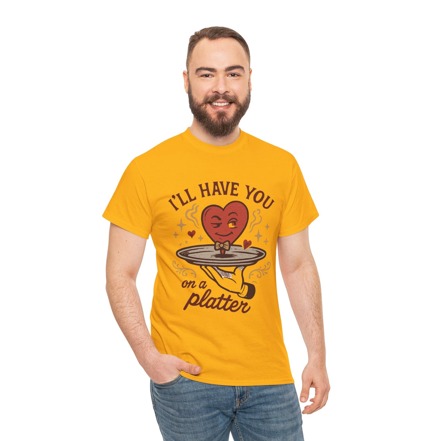 Valentine Heart on a Platter T-Shirt — I'll Have You on a Platter Cute Romantic Tee