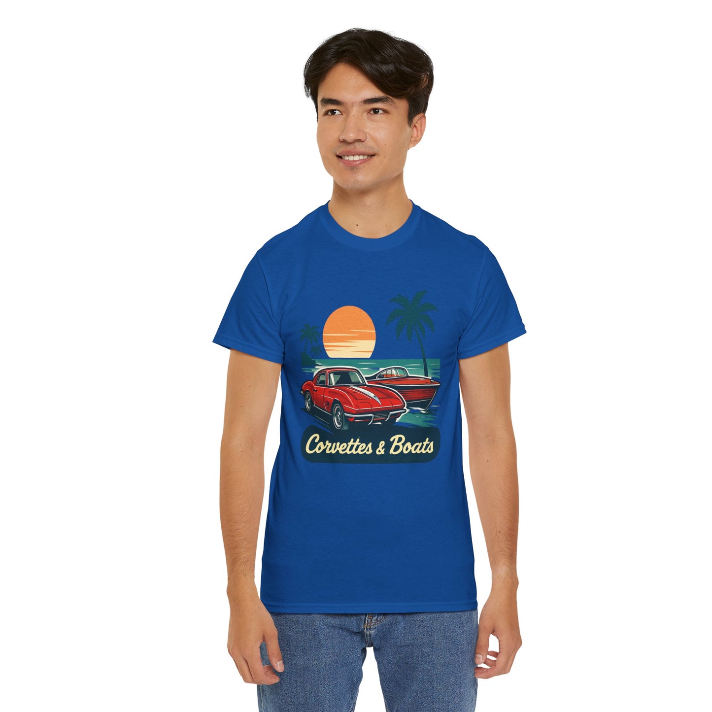 Corvettes & Boats Retro Sunset T‑Shirt