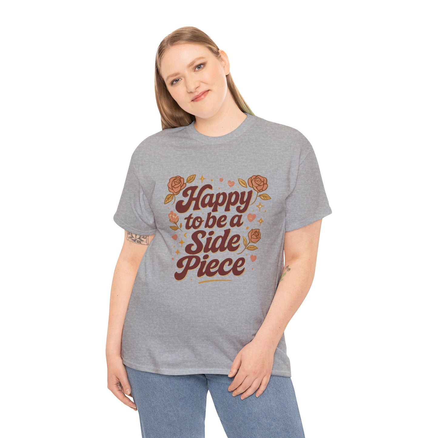 Happy to Be a Side Piece Tee — Retro Floral Statement T-Shirt