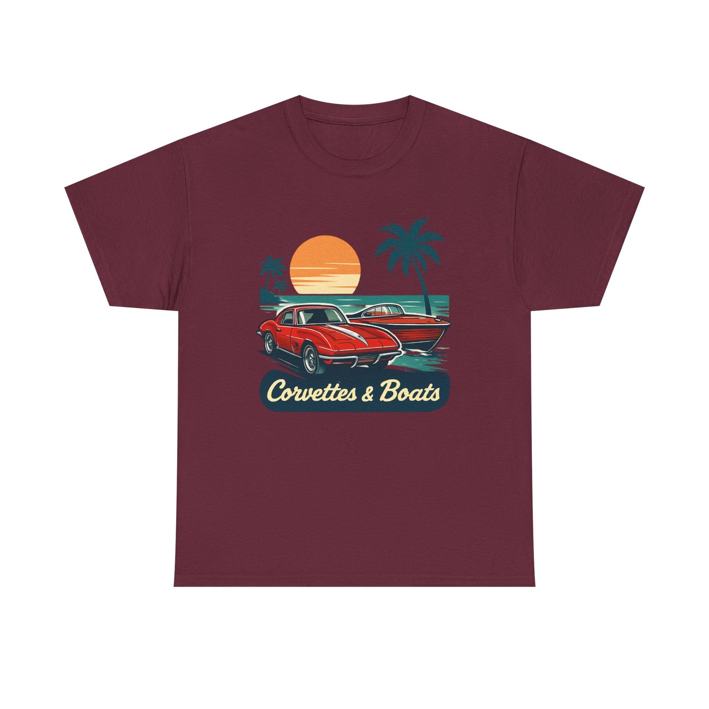 Corvettes & Boats Retro Sunset T‑Shirt