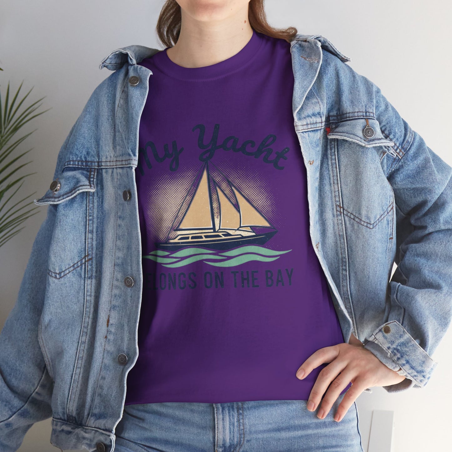 Sailboat Graphic Tee - "My Yacht Belongs on the Bay" Casual Nautical T-Shirt
