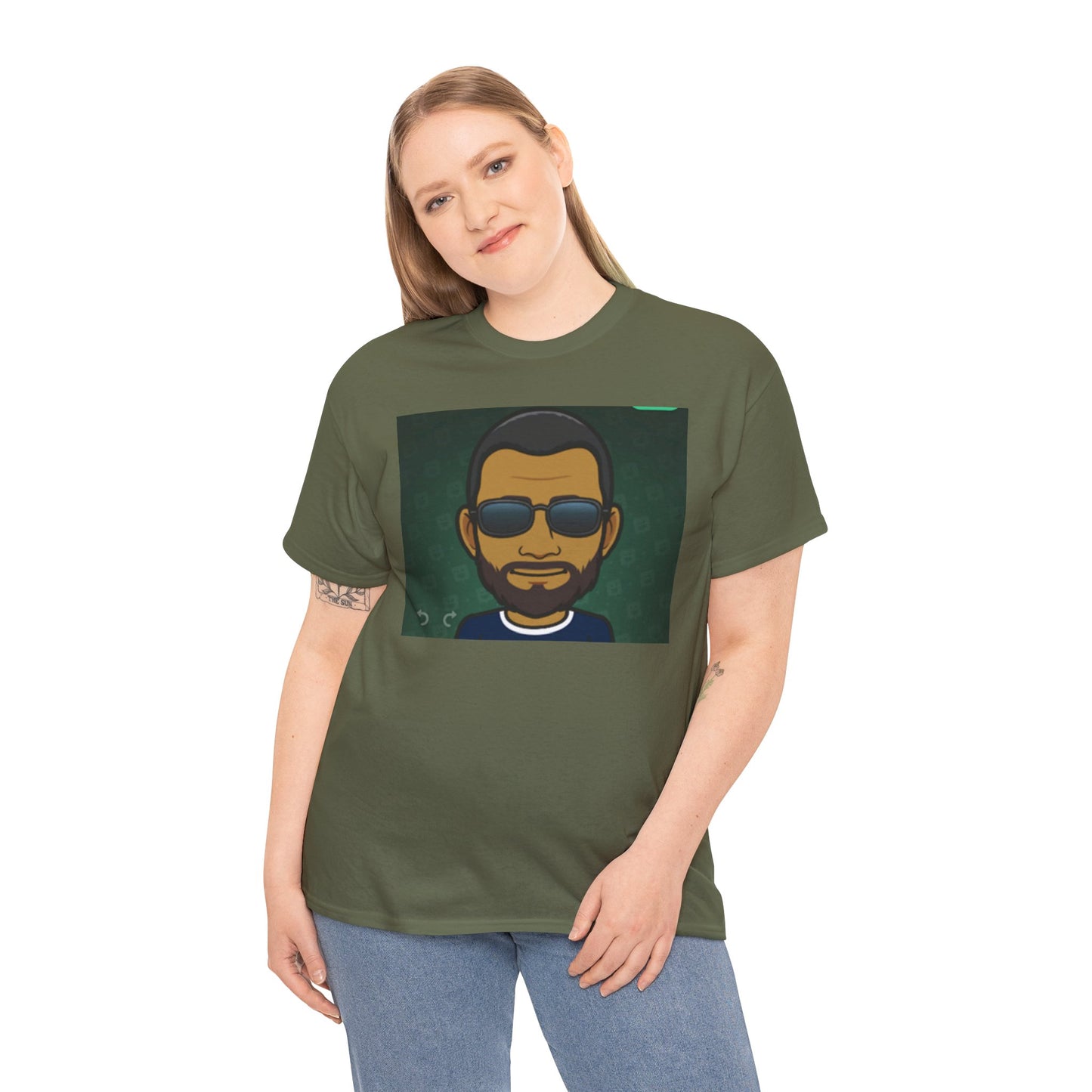 Bitmoji Portrait Tee — Cool Sunglasses Avatar Graphic T-Shirt Printify