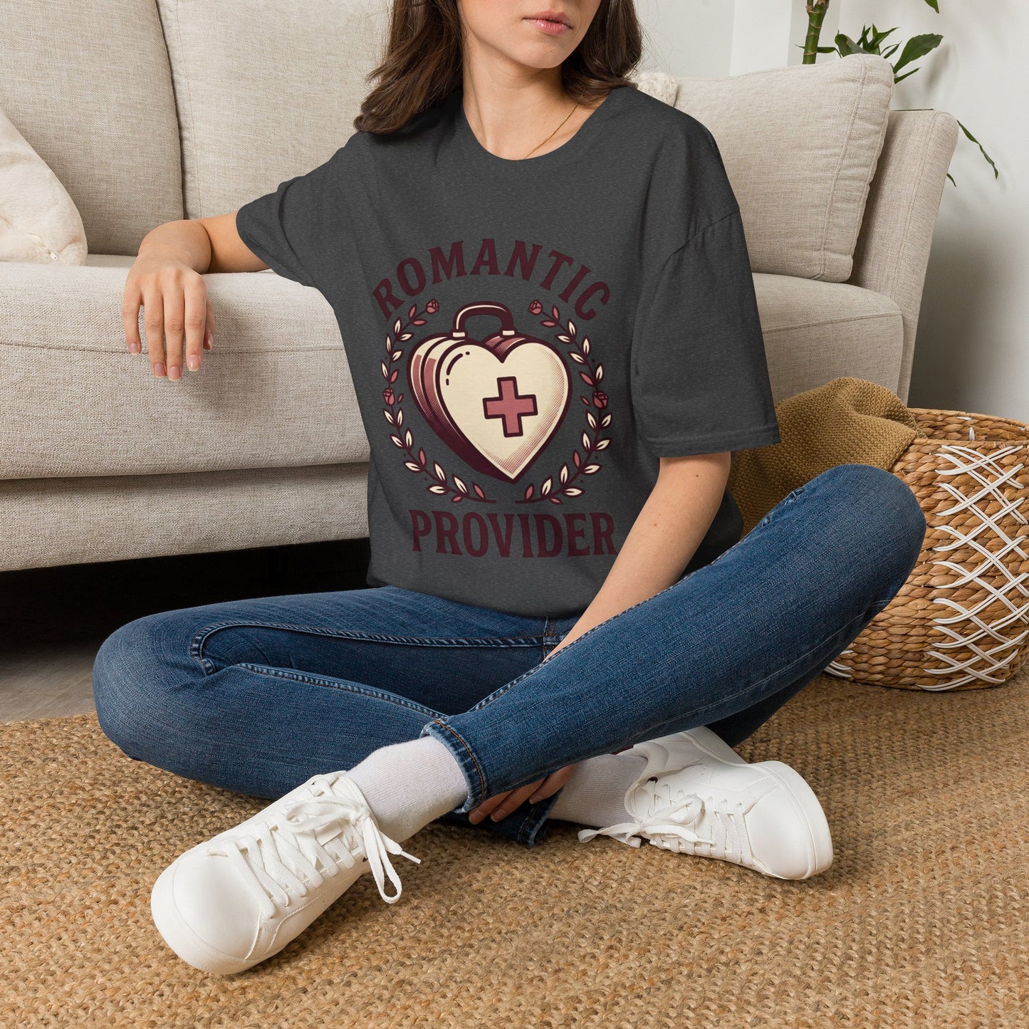 Romantic Provider T-Shirt — Heart Medical Badge Vintage Nurse Love Tee