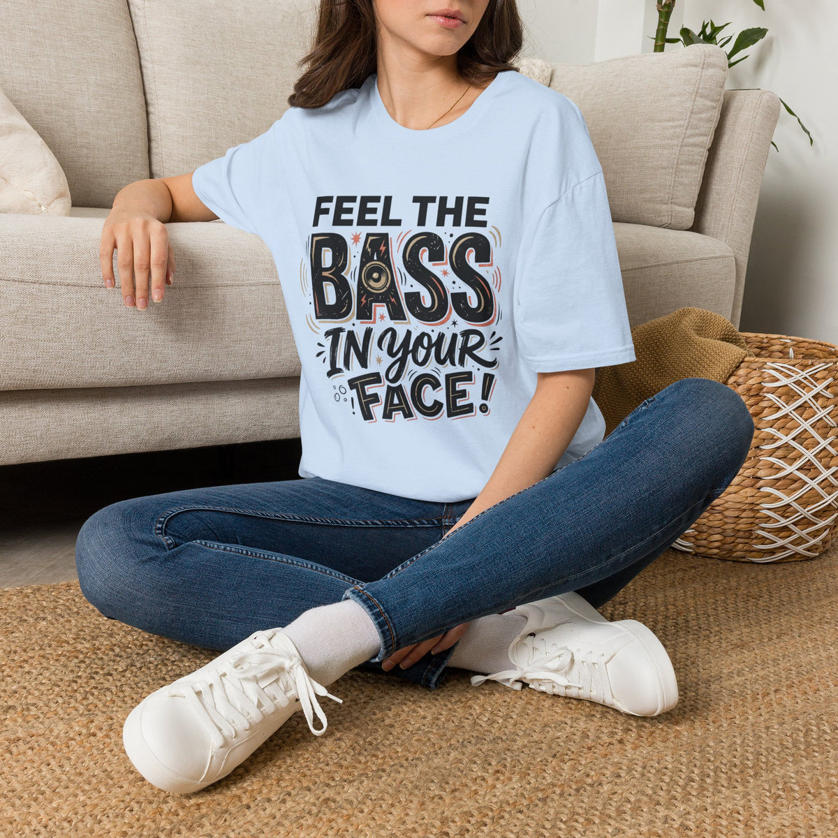 Feel the Bass In Your Face T-Shirt — Graphic Music Lover Tee
