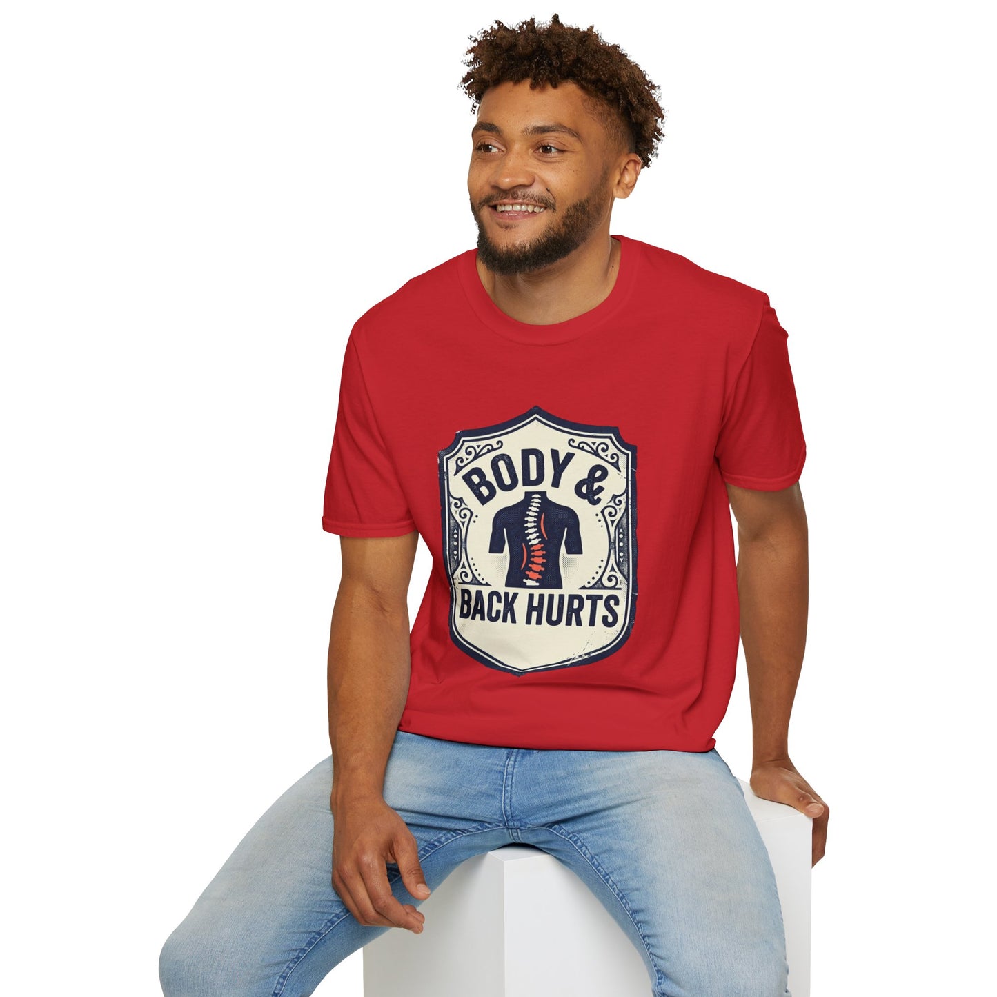 Back Hurts T-Shirt — Body & Back Hurts Graphic Tee for Spine Pain Relief Awareness