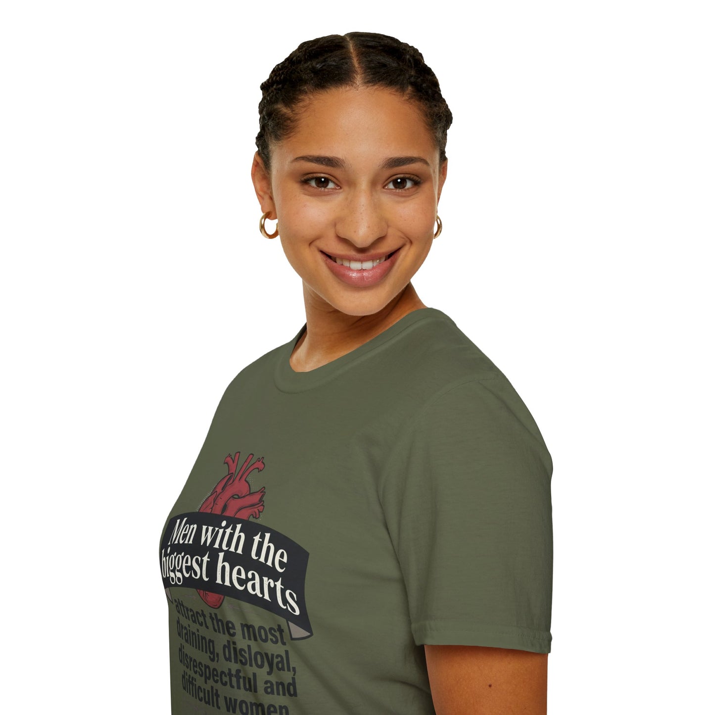 "Men with the Biggest Hearts" Funny Sarcastic Graphic Tee Printify