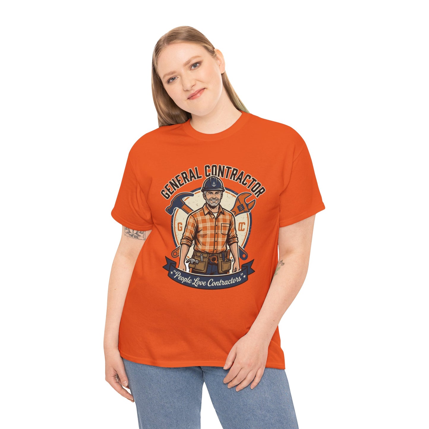 General Contractor T-Shirt — Vintage Construction Worker Logo Tee Printify
