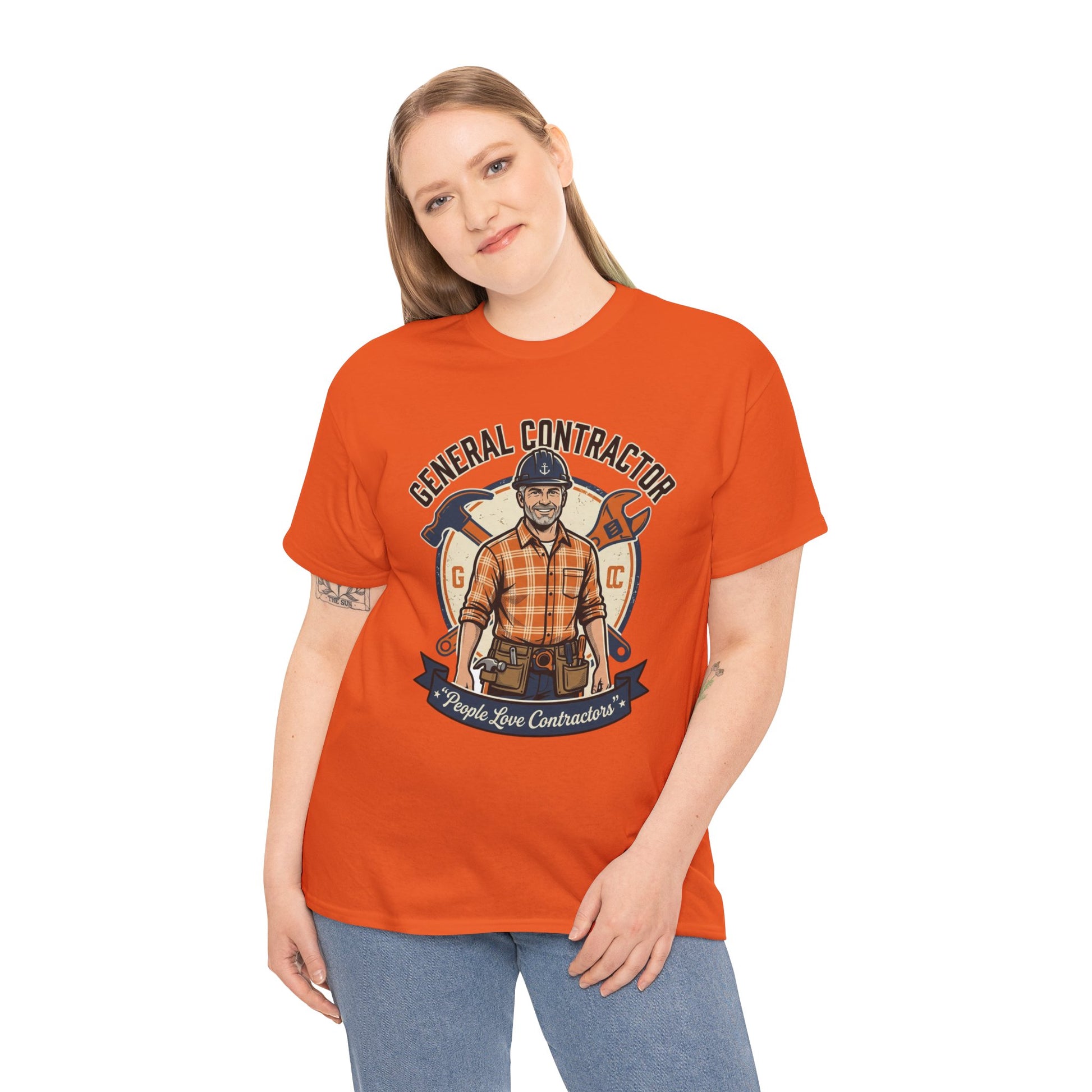 General Contractor T-Shirt — Vintage Construction Worker Logo Tee Printify