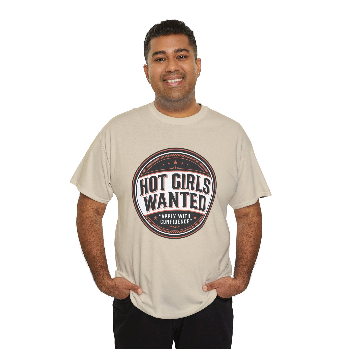 T-Shirt — "Hot Girls Wanted" Retro Badge Tee