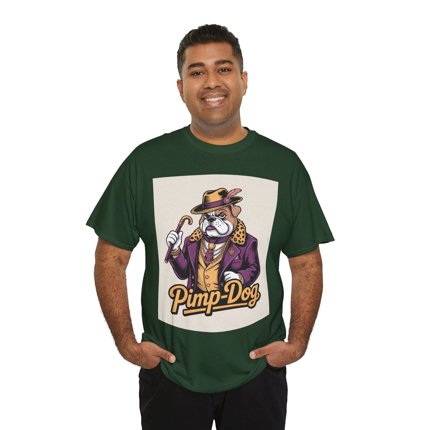 Pimp-Dog Graphic Tee — Retro Bulldog Character Shirt Printify