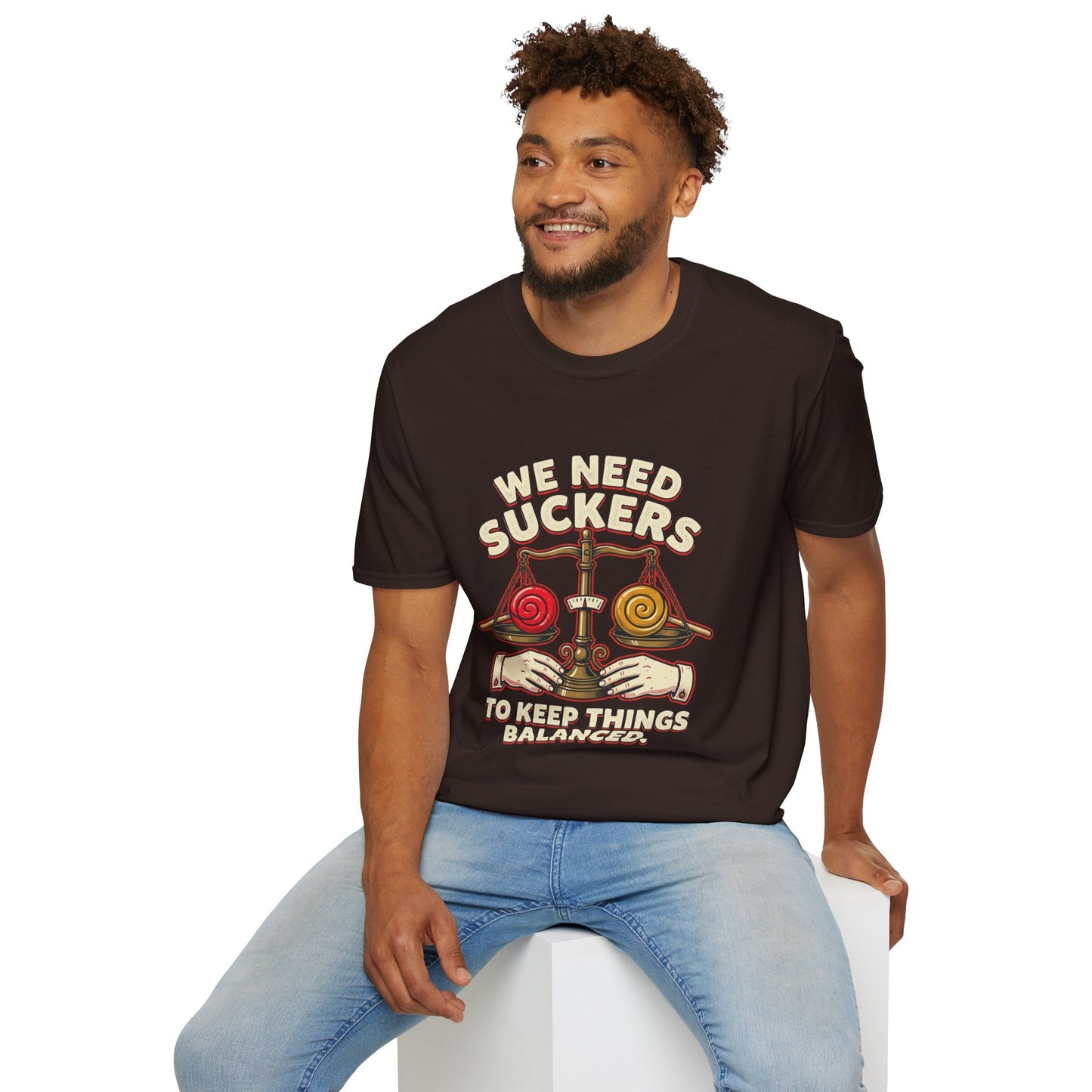 "We Need Suckers to Keep Things Balanced" Retro Candy Scale Tee