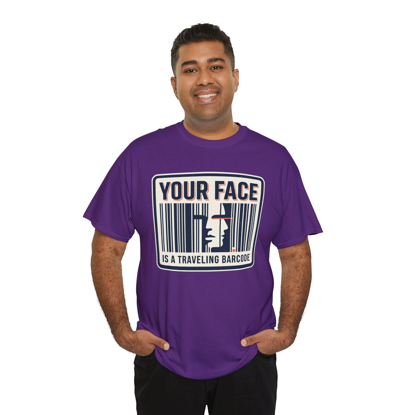 "Your Face Is a Traveling Barcode" Graphic Tee