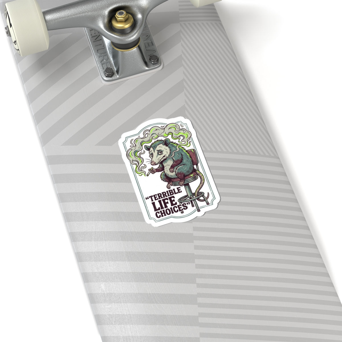 Terrible Life Choices Possum Sticker | absurdist, edgy smoking animal